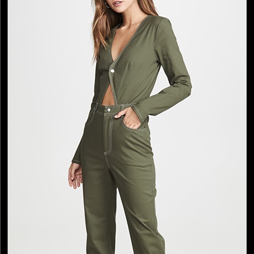 Tiger mist long sleeve green jumpsuit size small